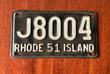 Vintage 1951 Rhode Island Black License Plate J8004 RARE FIND picture