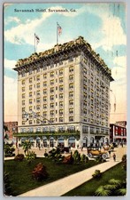 Postcard Savannah Georgia Savannah Hotel Classic Cars Park 1916 Postmark picture