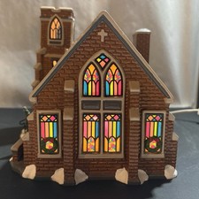 Dept 56 Original Snow Village NEW HOPE CHURCH Stained Glass Windows 1997 54904 picture
