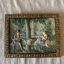 Antique Victorian Bradley & Hubbard Hand Painted Plaque picture