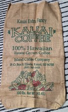 Vintage Kauai Coffee Burlap Sack Island Coffee Co Hawaii 100 lb Estate Grown LR picture