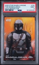 2025 TOPPS STAR WARS CHROME THE MANDALORIAN GOLD REFRACTOR /50 #181 PSA 9 picture