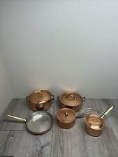 Tagus Portal Copper Ware 5 Piece 4 Lids Pots Pans Excellent picture