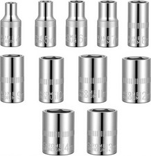 11 Piece Silver Carbon Steel Socket Set, 1/4