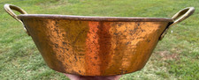 Large Antique Primitive Hand Hammered Copper Pot with Handles Cooking Decor picture