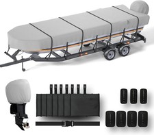 Jon Boat Cover 18ft with Motor Cover, 1200D Heavy Duty Marine Grade Polyester Fa picture