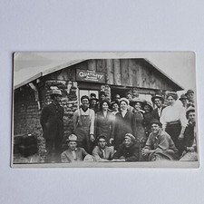 Antique RPPC Real Postcard Group Photograph Men Women Cigar 5 Cent Sign Smiling picture
