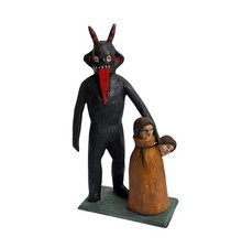 Grulicher Crib Figure, Krampus / Devil With Children In Sack, 10 Cm (# 18397) picture