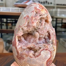 5.97LB A+grade natural rare purple pink crystal dragon egg cave decoration picture