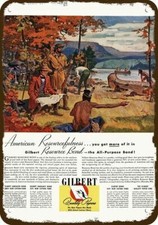 1944 GILBERT PAPER Vintage Look DECORATIVE METAL SIGN - LEWIS & CLARK & INDIANS picture