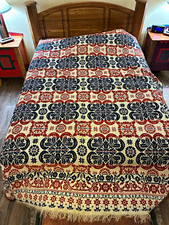1842 Antique PA Jacquard Coverlet Martin Hoke York Pennsylvania Woven Textile picture