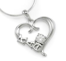 Kappa Alpha Theta sterling silver heart pendant with Swarovski clear crystal picture