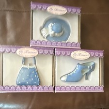 My Treasure Mini Collectible Blue/Silver Shoe Purse Hat Set picture