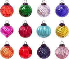 Indianshelf 12 Vintage Glass Christmas Ornaments for Tree, 2 Inch Balls picture