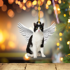 Tuxedo cat with Angel Wings Christmas decor, Tuxedo cat memorial Ornament Gift picture