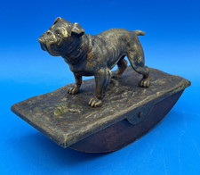 FINE ANTIQUE EXAMPLE OF A BULLDOG ON VIENNA  AUSTRIAN BRONZE DESK INK BLOTTER picture