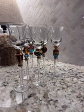 Artland Christmas Splendor Wine Goblets Set of 6 Multicolor Jeweled Stems picture