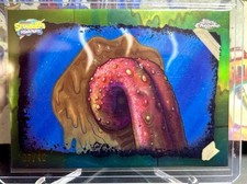 Topps Chrome SpongeBob 2025 GROSS OUT Patrick Burns His Tongue Black Ref /10 picture