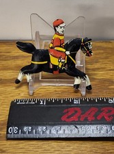 Vintage 1950's  Cracker Jack Premium Prize Litho Tin Metal Horse Jockey w/Rider picture