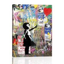 Yatsen Bridge Banksy Graffiti Girl and Balloon Poster - 12x16 inch picture