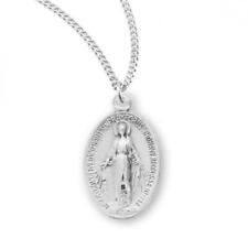 Beautiful Sterling Silver Oval Miraculous Medal Size 0.8in x 0.5in picture