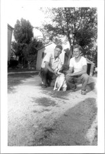 Cute Terrier Dog Puppy Handsome Men Americana Snapshot 1940s Vintage Photo picture