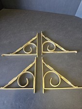 4 Vintage Twisted Aluminum Gold brackets sign hangers plant hanger single hole picture
