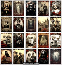 20 Halloween Postcard Lot Retro Vintage Creepy Girl Boy Ghost Black Cat Spooky picture