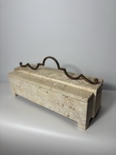 Vintage Maitland-Smith Fossil Stone Box Attributed Karl Springer Bronze Handle picture