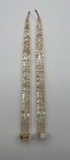 Vintage MCM Lucite 12” Taper Candles Clear w/Infused Gold Foil Flakes Pair 1960s picture