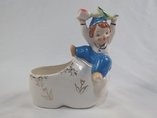 Vintage Lefton Dutch Boy Tulip Ceramic Shoe Planter Japan picture