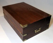 British Raj Mahogany Brass Mounted Folding Portable Writing Desk /Box c. 1840 picture