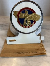 Vtg 40’s Fox WWII Ruptured Duck 4” Metal Vehicle License Plate Topper Placard OP picture