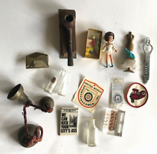 LOT #1:  VINTAGE JUNK DRAWER MISC LOT OF 18 ITEMS BELLS BOTTLES DOLLS PATCH PIPE picture