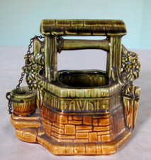 Vintage McCoy Pottery Wishing Well Planter USA 1950’s Brown & Green picture