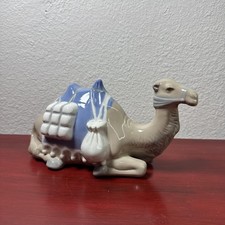 Vintage Mirmasu Ceramic Camel Figurine Blue White Beige Pack Animal Home Decor picture