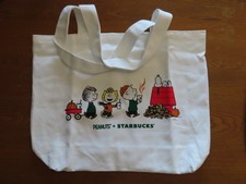Starbucks Snoopy Peanuts Canvas Tote Bag 18 X 12 inches Reserve Exclusive Qty. picture