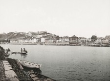 Citadel Namur Belgium Meuse River Boats Fortress Cityscape Vtg. Photo 19thC. picture
