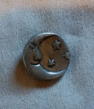 Vintage Danforth 1984 Man In The Moon And Stars Pewter Button. picture