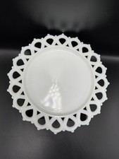 Vintage Milk Glass Plate With Open Lace Edge 8.5” unmarked picture