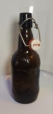 Vintage 1970s Grolsch Amber Glass Swing Top Beer Bottle Porcelain Stopper Cap picture