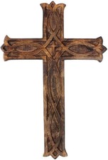 Handmade Antique Design Rustic Look Wooden Wall Hanging Cross Decorative Reli picture