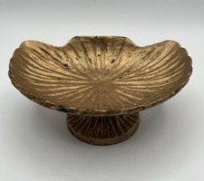 Vtg Brass Scallop Shell Pedestal Dish Soap Holder Trinket Tray MCM picture