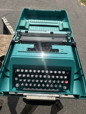 Vintage Olivetti Studio 45 Typewriter Blue Green Teal Color with Case,  picture