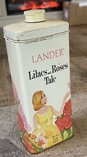 Lander Lilacs and Roses Vintage Talc Powder 1 lb. Advertising Tin Can & Contents picture