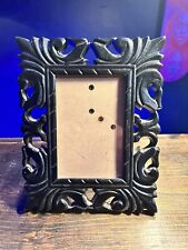 Vintage style scroll Hand Carved  frame black 10 1/2L x 8 1/2 T opening 4x6 picture