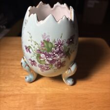 Vintage NAPCOWARE Japan Hand Painted Porcelain Cracked Egg Footed Purple Pansies picture