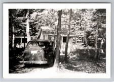 c1940s Vintage Car Sedan Fish Fry Lodge Cabin Duluth Minnesota B&W Photo picture