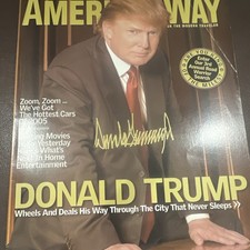 Autographed American Way January 2004 Magazine Donald Trump Cover Illustrated picture