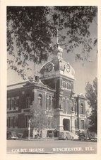 D38/ Winchester Illinois Il Real Photo RPPC Postcard c40s Court House Building picture